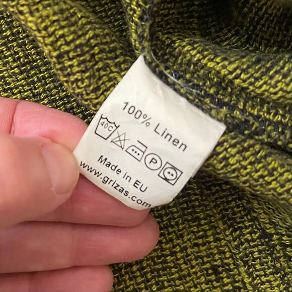 GRIZAS Textured Linen Midi Dress - Green Black Tweed - Size Small - Picture 5 of 5